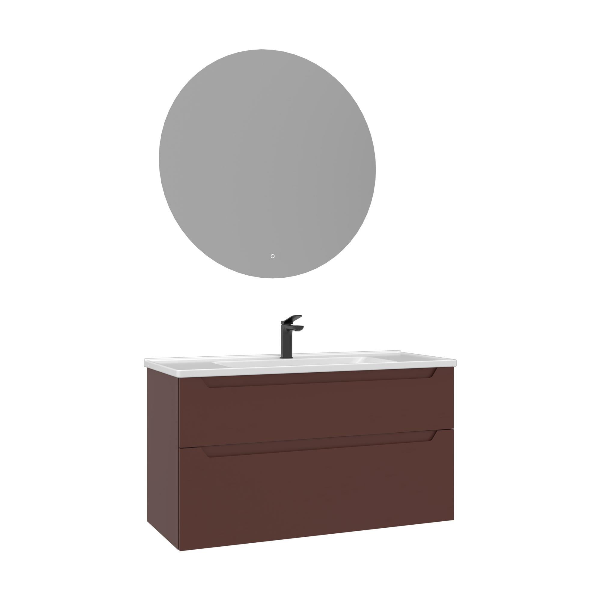 Orka Messina 100 cm Tuscan Kırmızı LED Banyo Dolabı Takımı