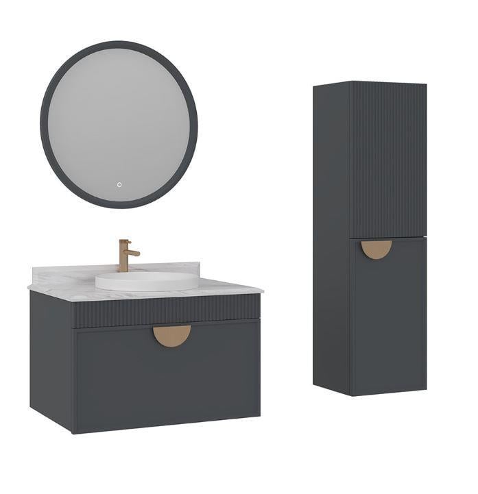 Orka Molino 80 cm Antrasit Banyo Dolabı Takımı ve Boy Dolabı