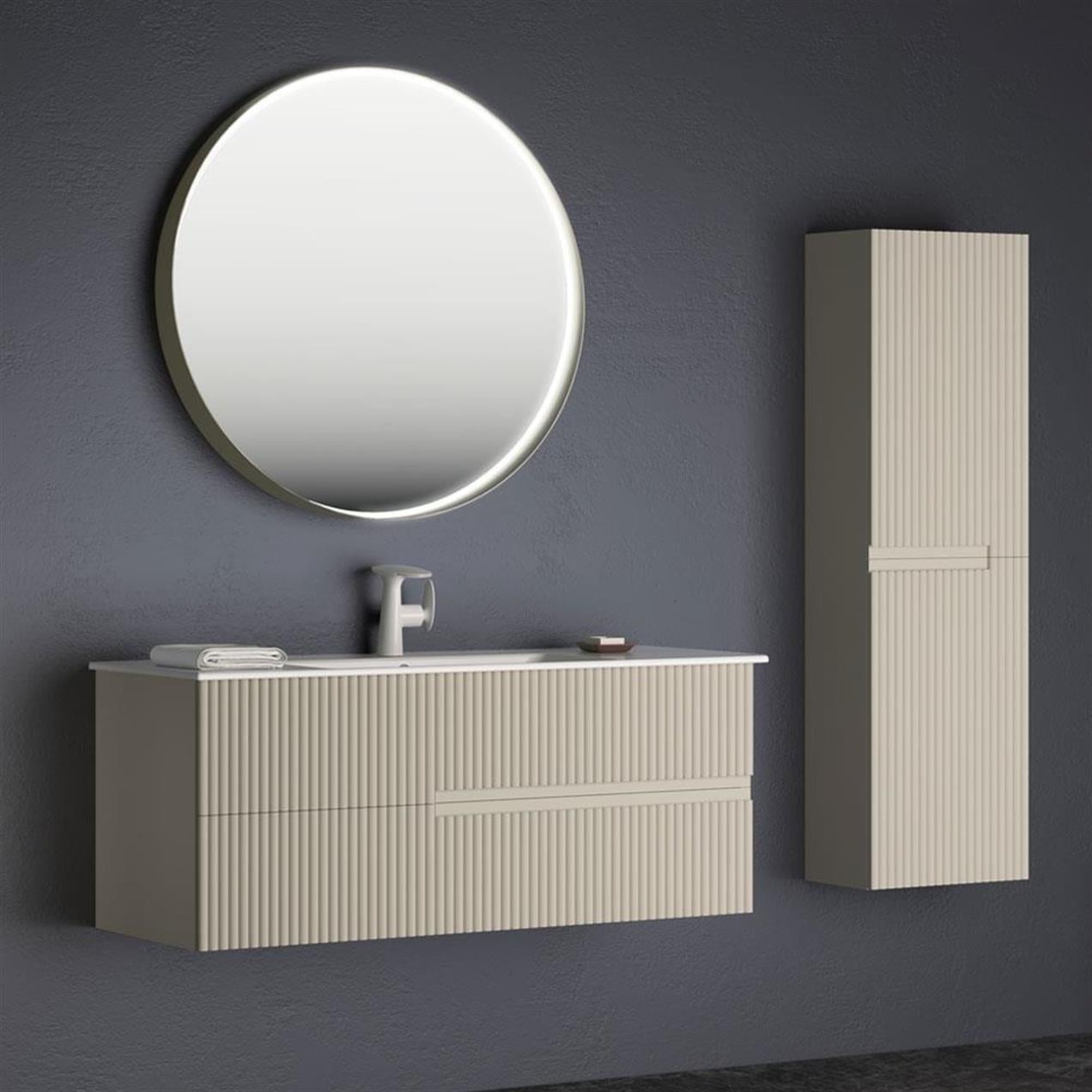 Orka Moonlight 120 cm Mat Vizon Banyo Dolabı ve Boy Dolabı Takımı
