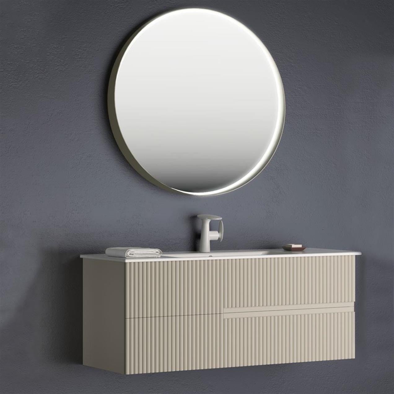 Orka Moonlight 120 cm MDF Mat Vizon Banyo Dolabı Takımı