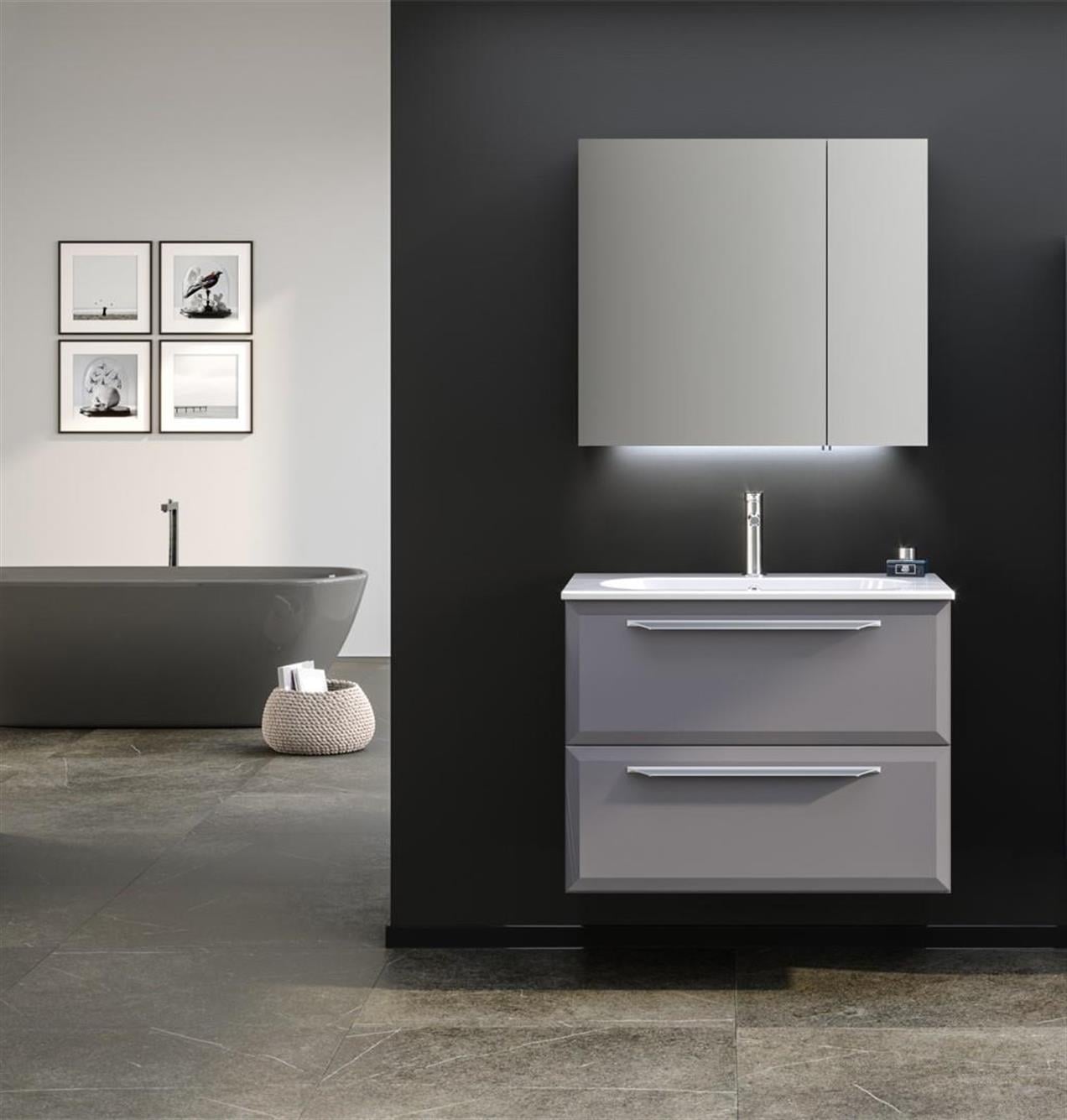 Orka Nuvola 80 cm MDF Gri Banyo Dolabı Takımı