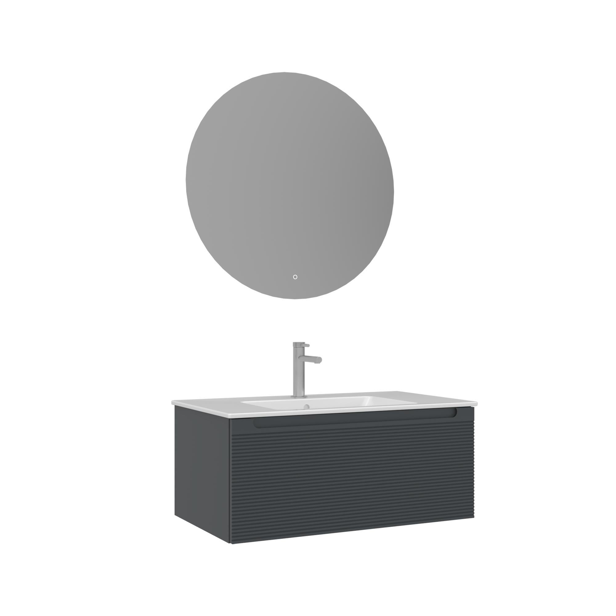 Orka Olbia 80 cm Mat Antrasit Banyo Dolabı Takımı