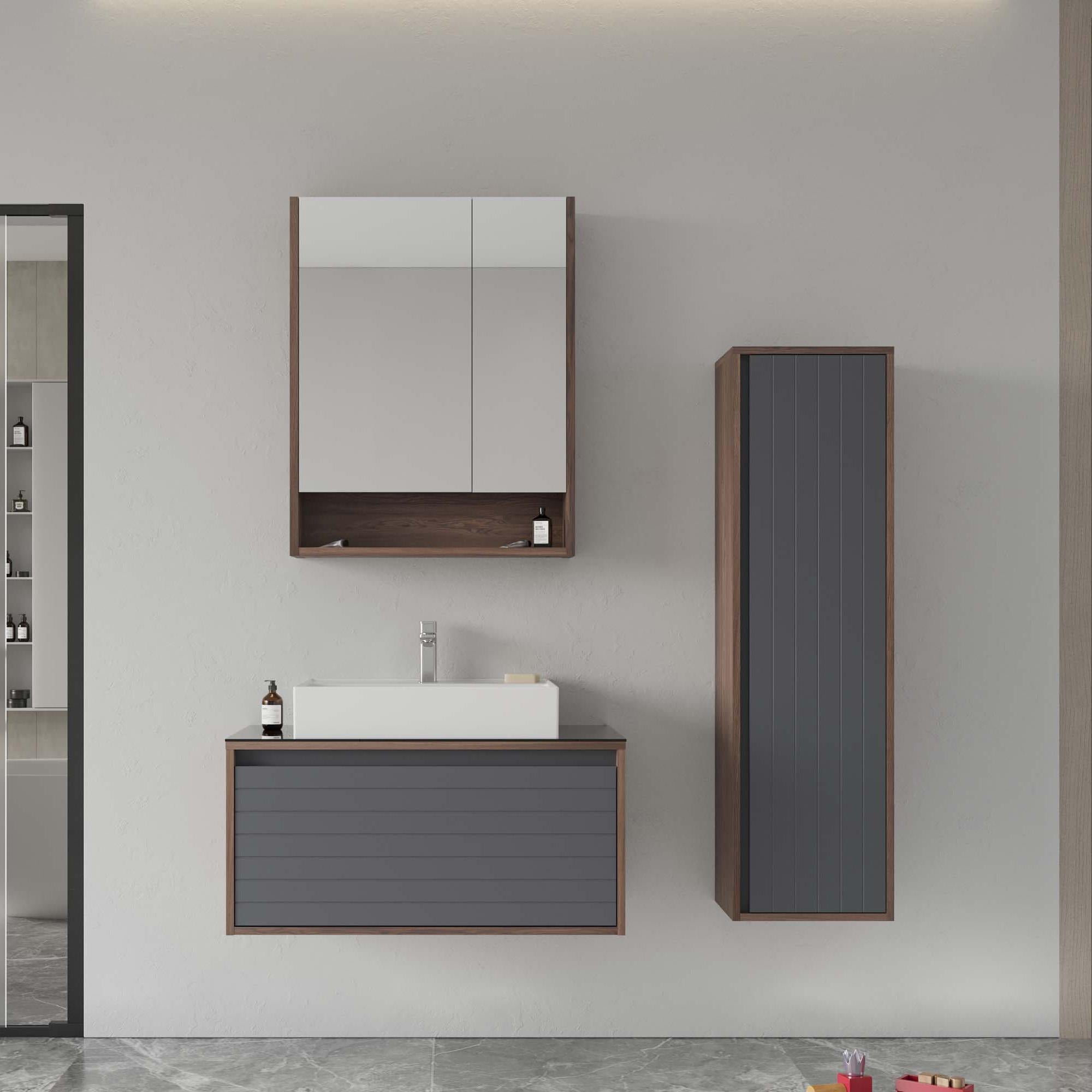 Orka Prato 80 cm Navaro Banyo Dolabı Takımı ve Boy Dolabı