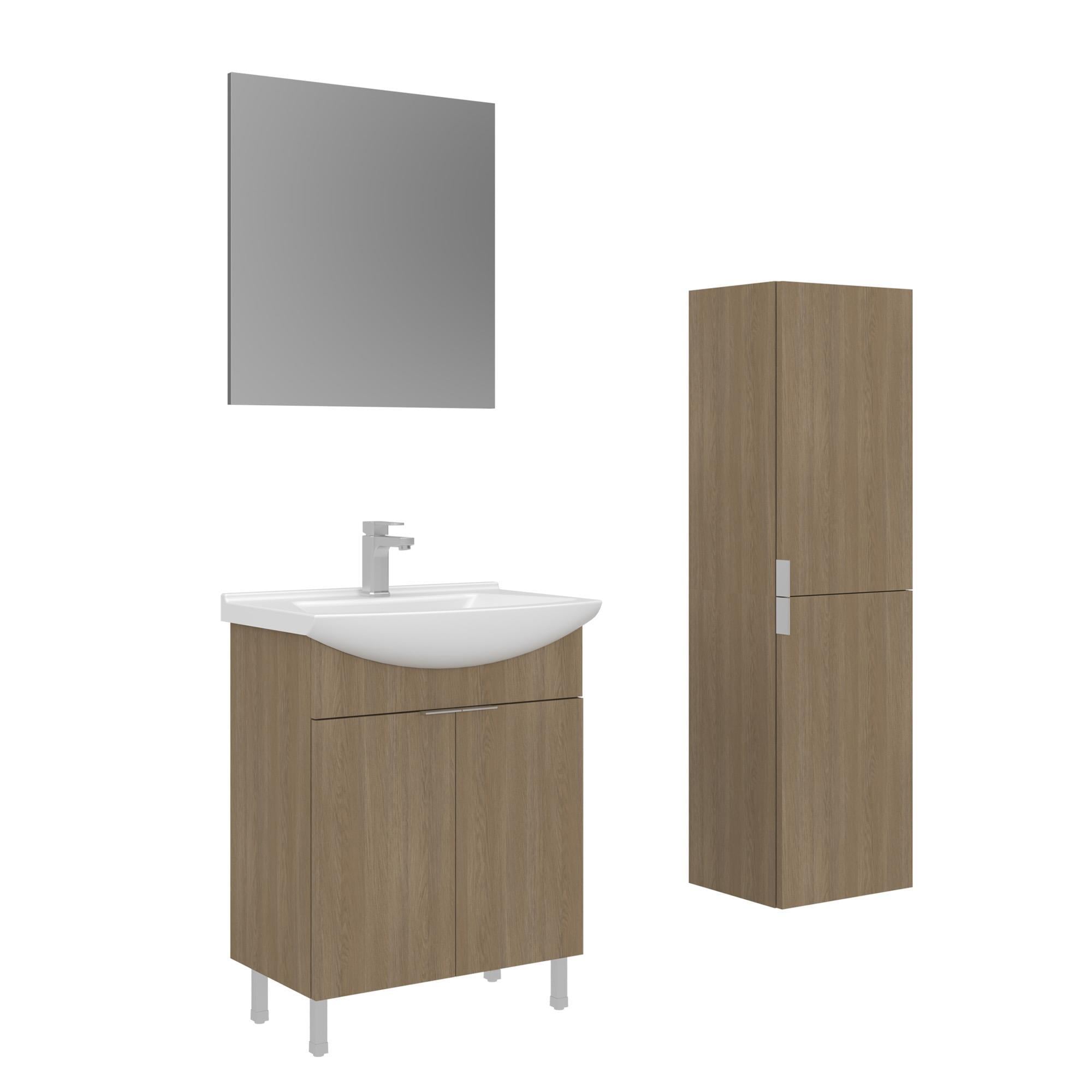 Orka Purus 65 cm Budva Düz Aynalı Banyo Dolabı Takımı ve Boy Dolabı (Ayaklı)