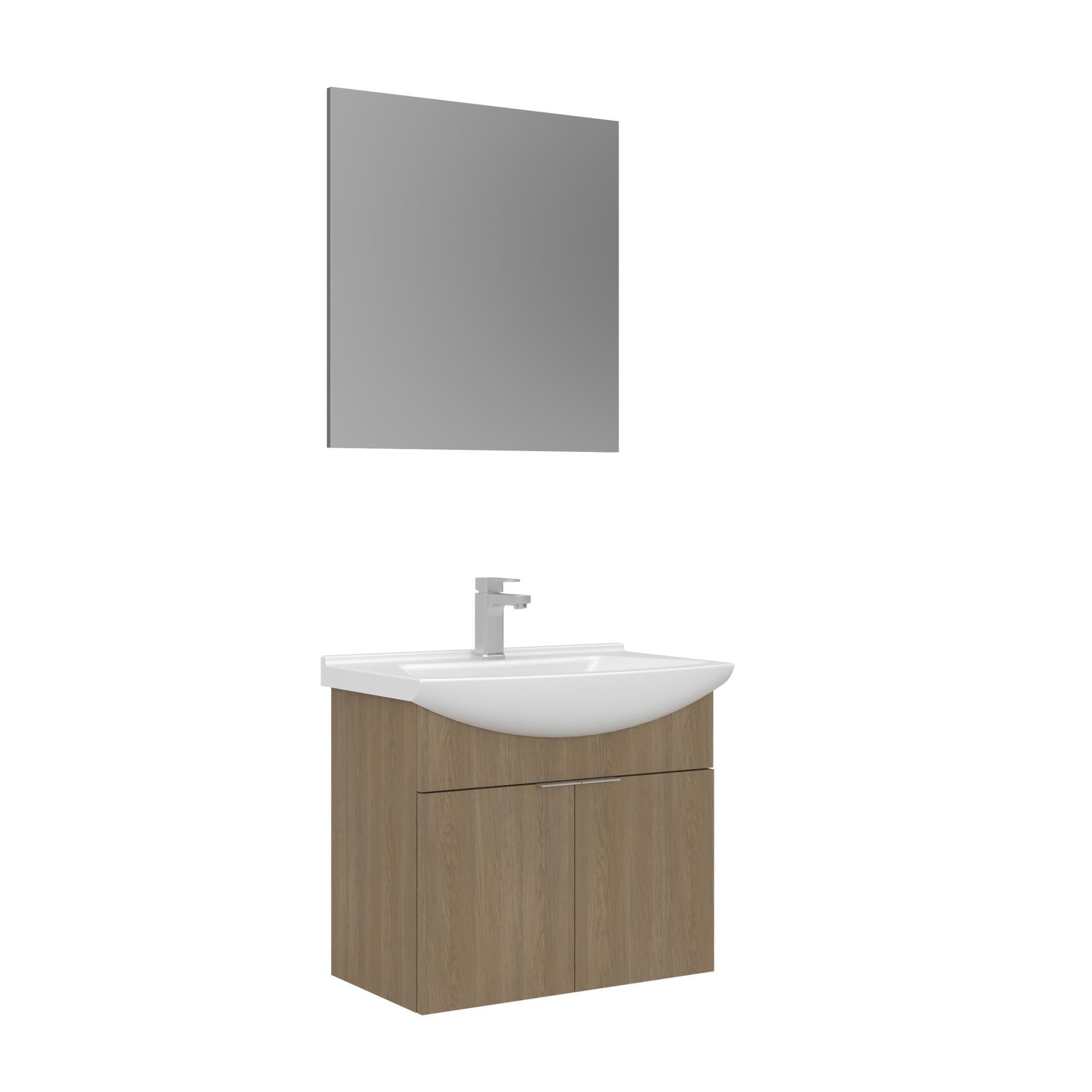 Orka Purus 65 cm Budva Düz Aynalı Banyo Dolabı Takımı (Asma)
