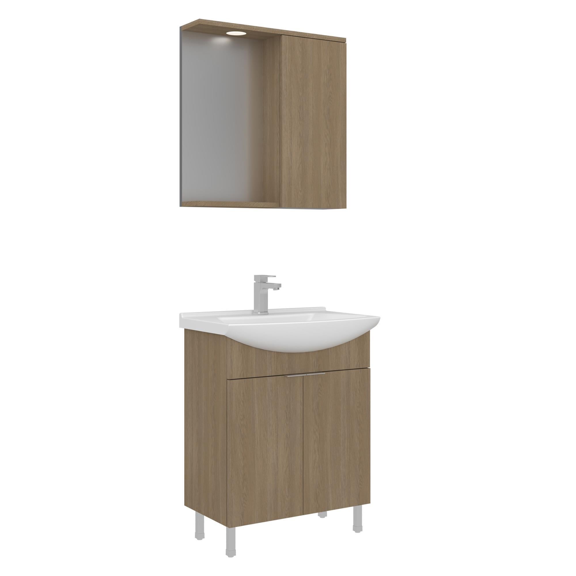 Orka Purus 65 cm Budva Spot Aynalı Banyo Dolabı Takım (Ayaklı)