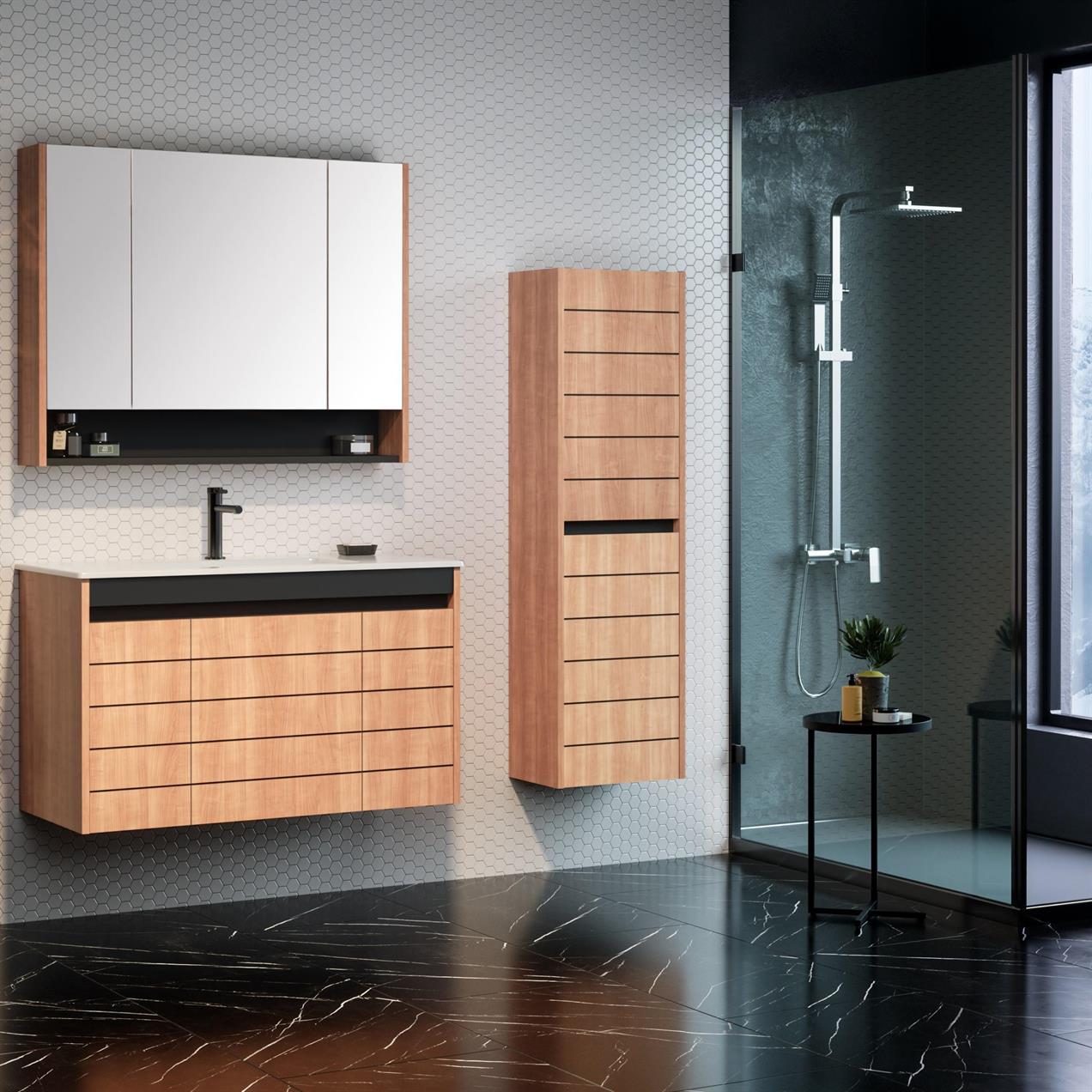 Orka Ricato 100 cm Morgana Kiraz Banyo Dolabı Takımı, Boy Dolabı