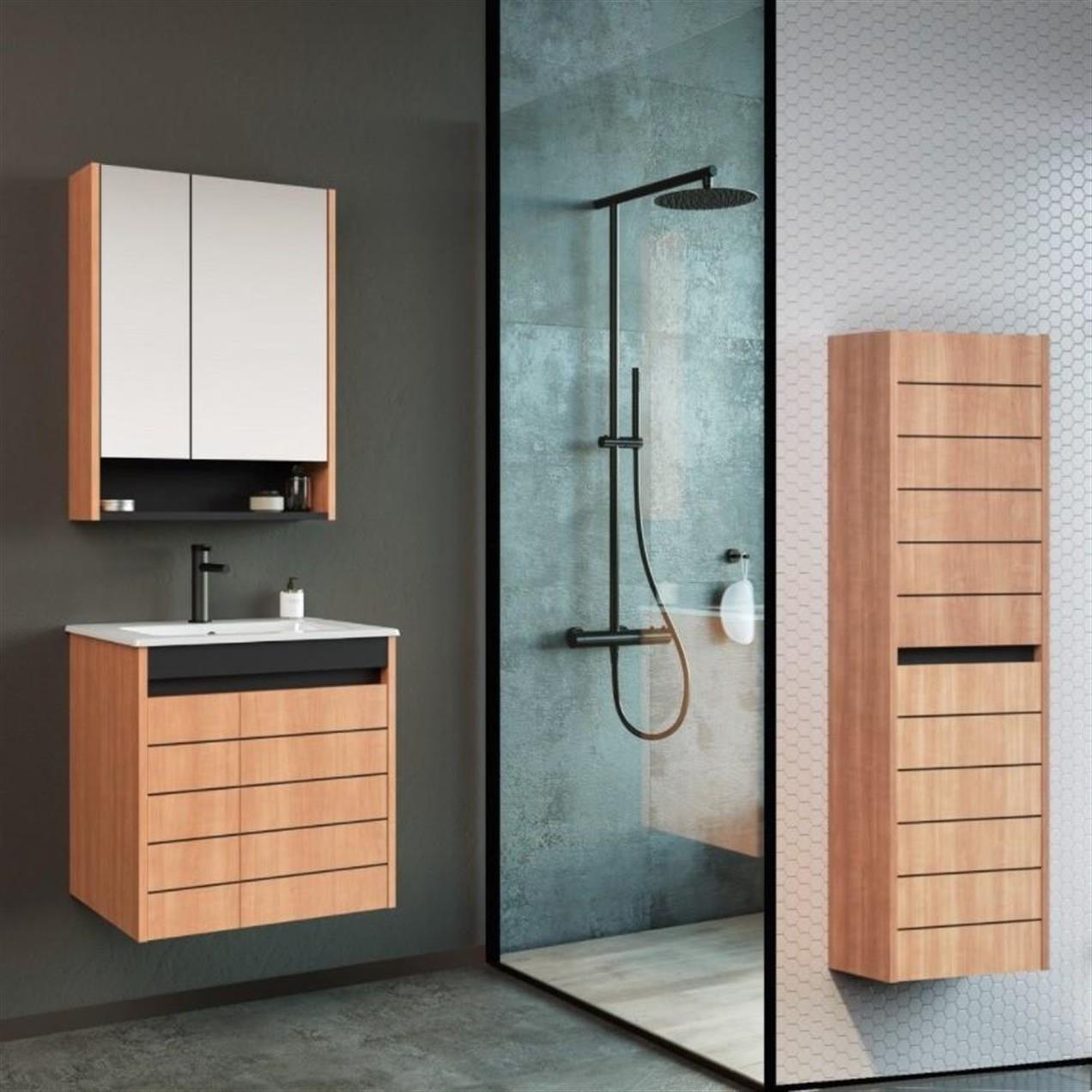 Orka Ricato 60 cm MDF MorganaKiraz Banyo Dolabı Takımı Boy Dolabı