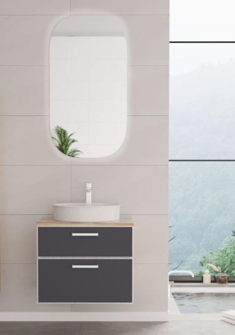 Orka Salerno 60 cm Mat Antrasit Banyo Dolabı Takımı