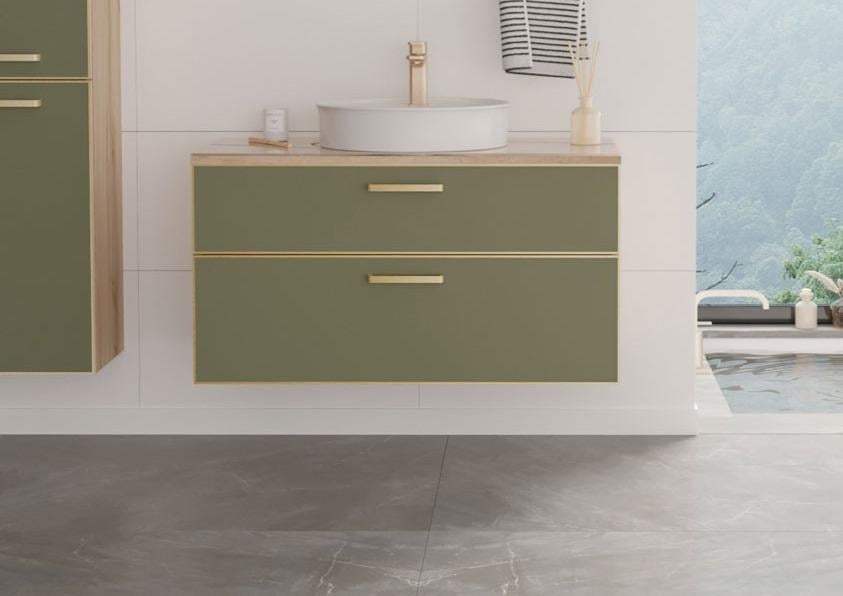 Orka Salerno 95 cm (Mat Sardunya) Banyo Dolabı (Alt Modül Lavabo) 