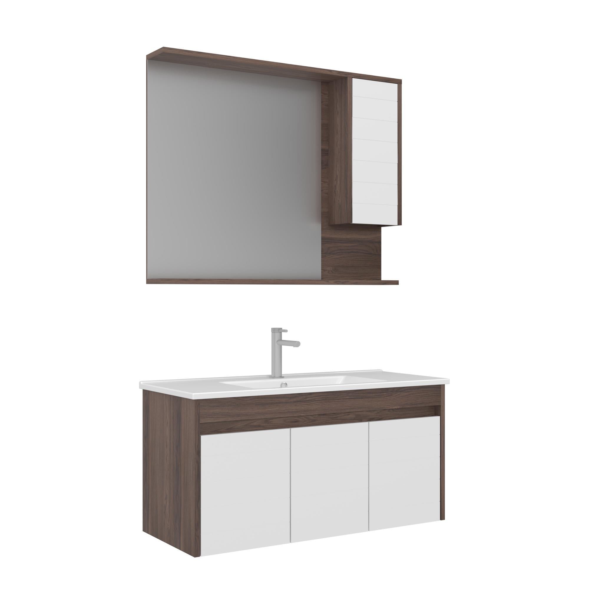 Orka Serra 100 cm Navaro/Beyaz Banyo Dolabı Takımı