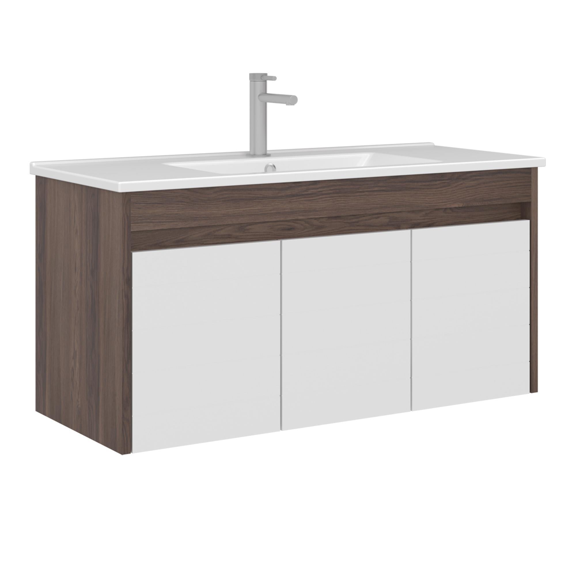 Orka Serra 100 cm Navaro/Beyaz Banyo Dolabı Alt Modül ve Lavabo