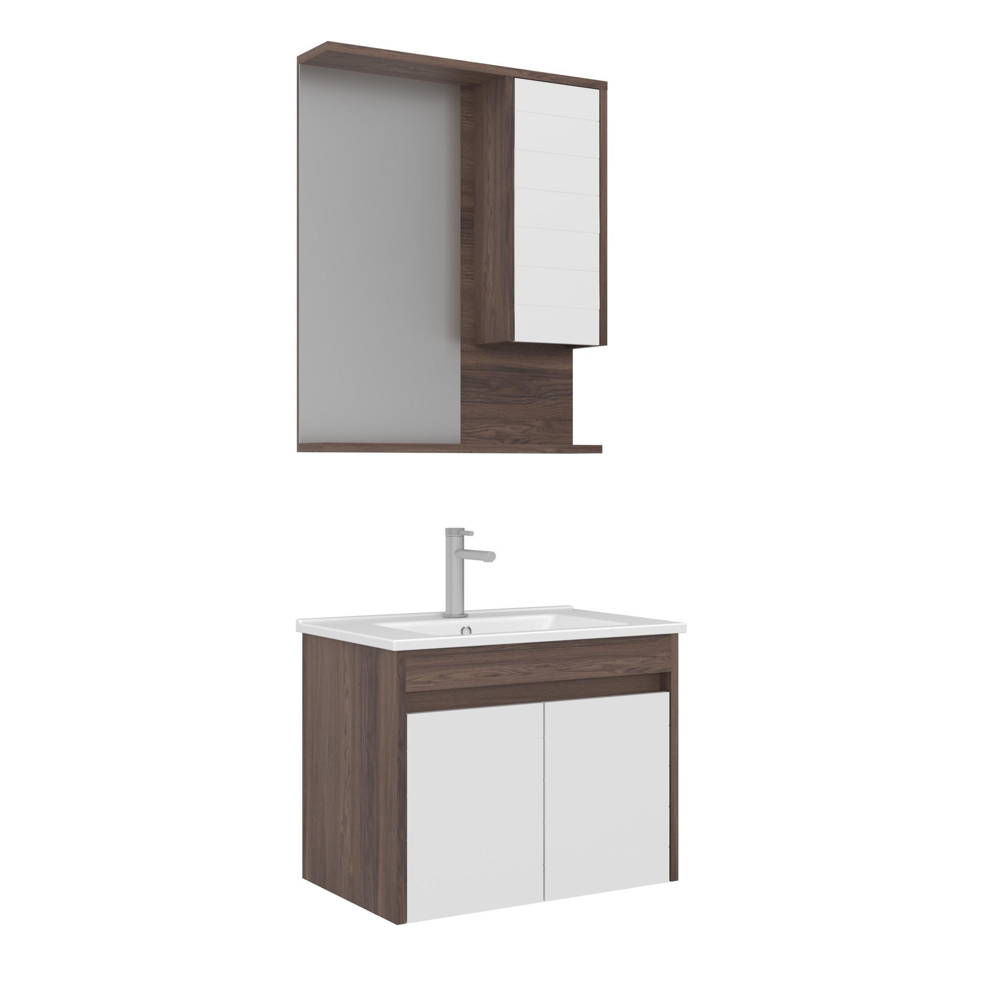 Orka Serra 65 cm Navaro/Beyaz Banyo Dolabı Takımı
