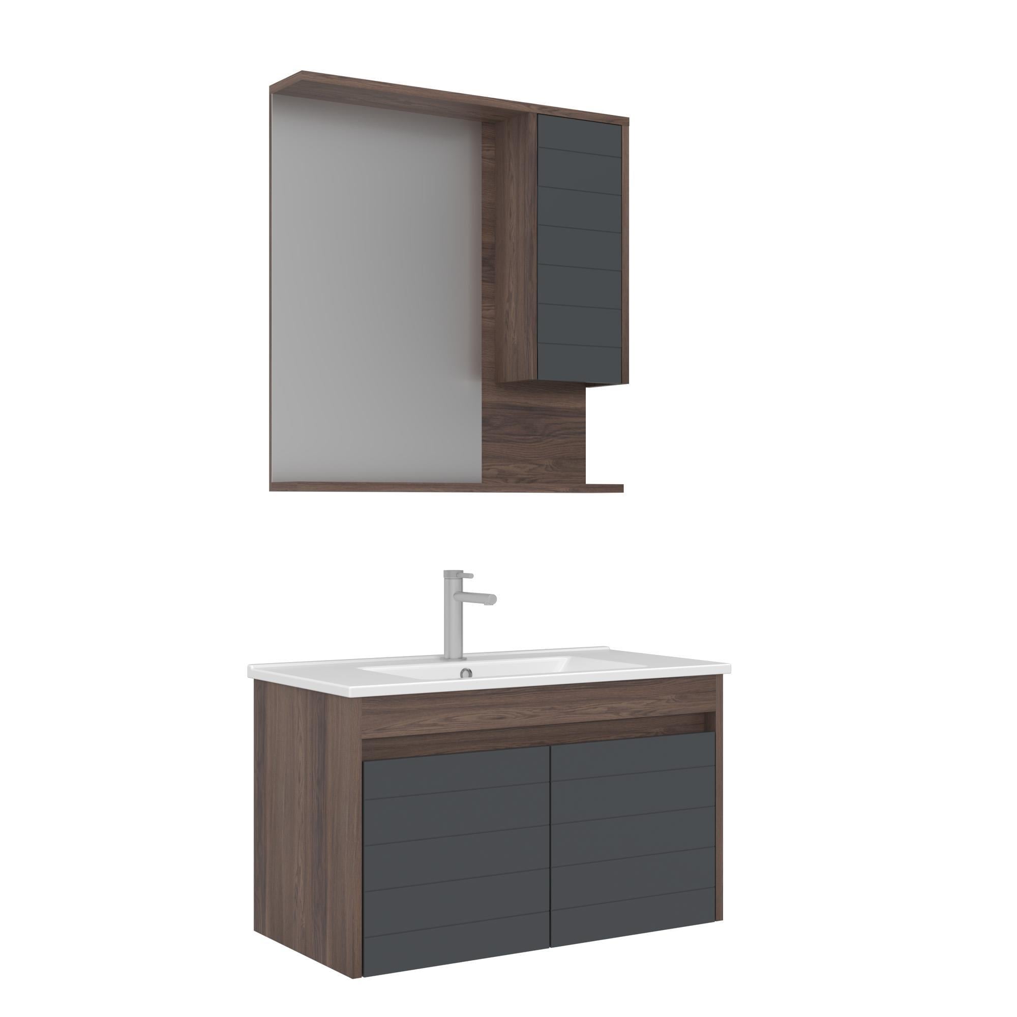 Orka Serra 85 cm Navaro/Antrasit Banyo Dolabı Takımı