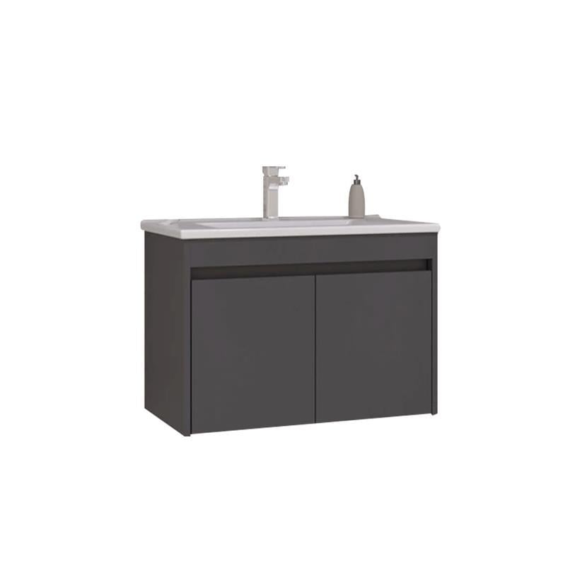 Orka Side 85 cm MDF Kapaklı Antrasit Banyo Dolabı Alt Modül Lavabo