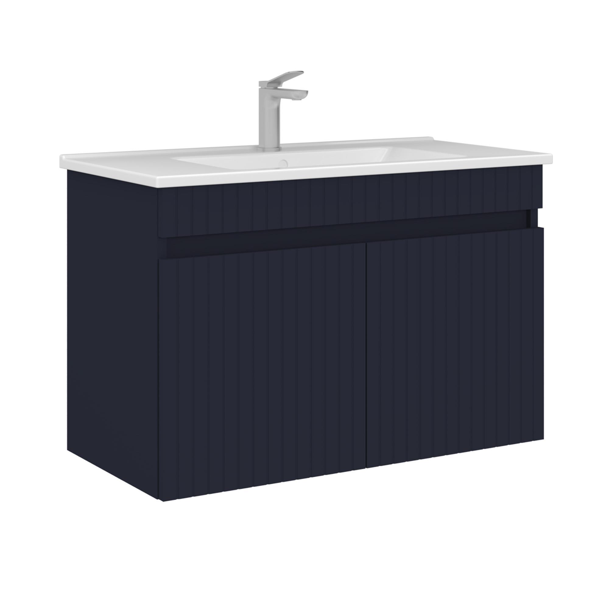 Orka Tivoli 85 cm Mat Lacivert Banyo Dolabı Alt Modül Lavabo