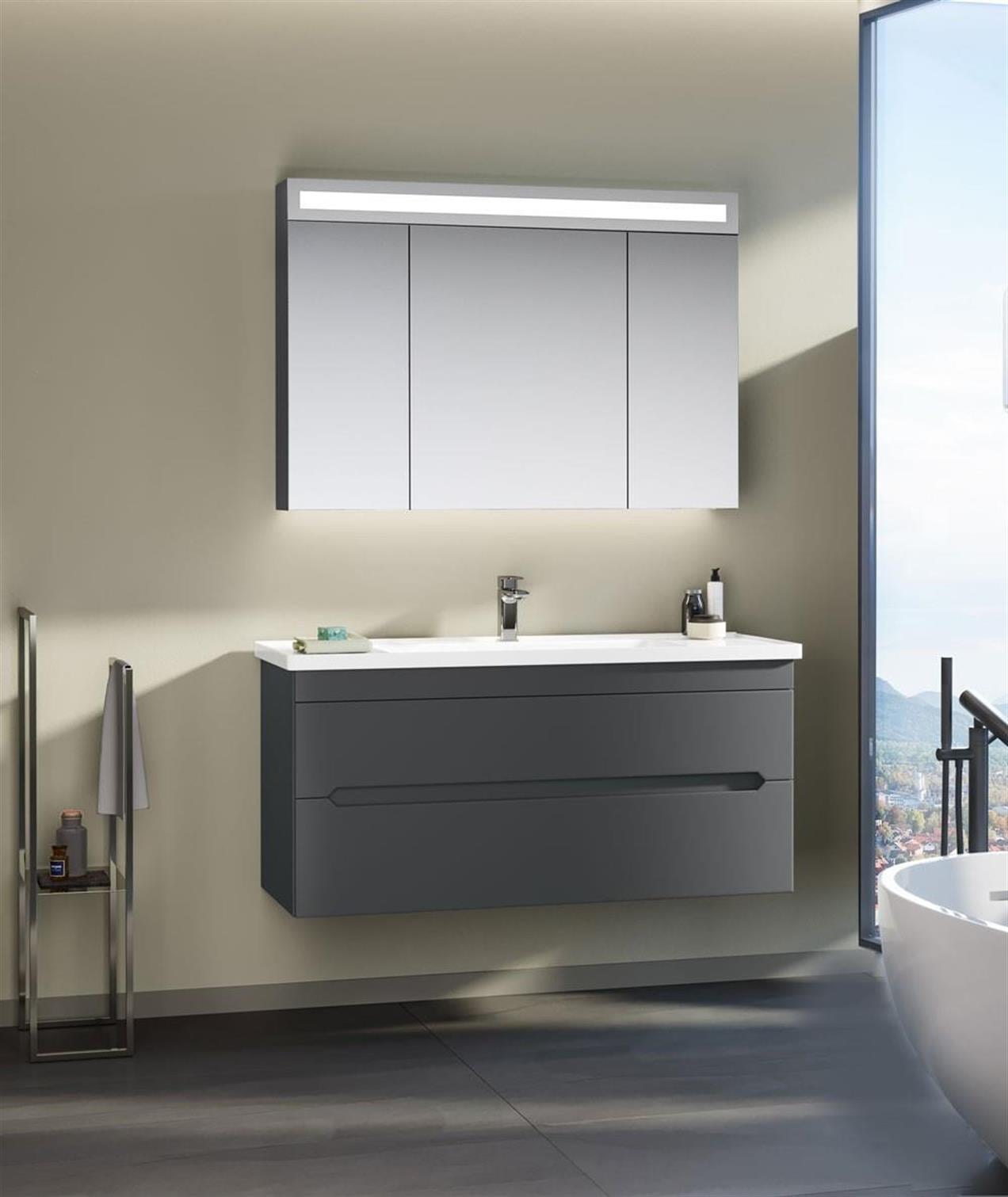 Orka Varna 100 cm MDF Mat Antrasit Banyo Dolabı Takımı