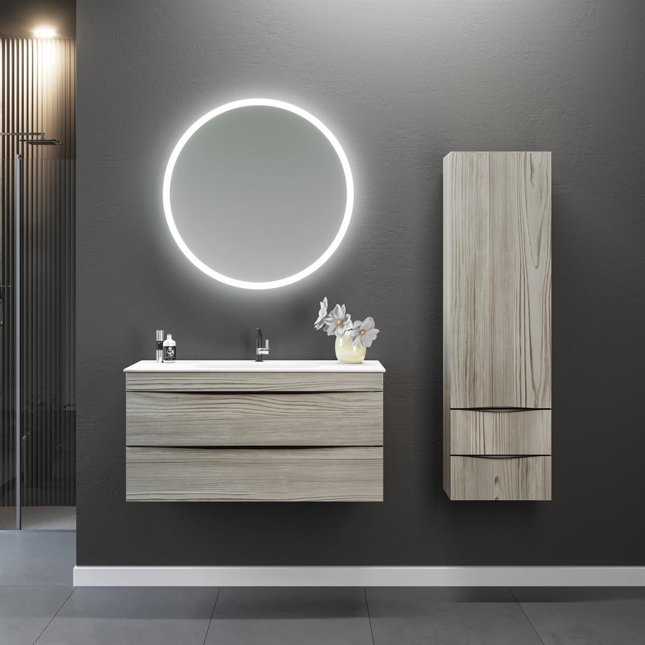 Orka Vento 100 cm MDF Dublin Banyo Dolabı Takımı ve Boy Dolabı