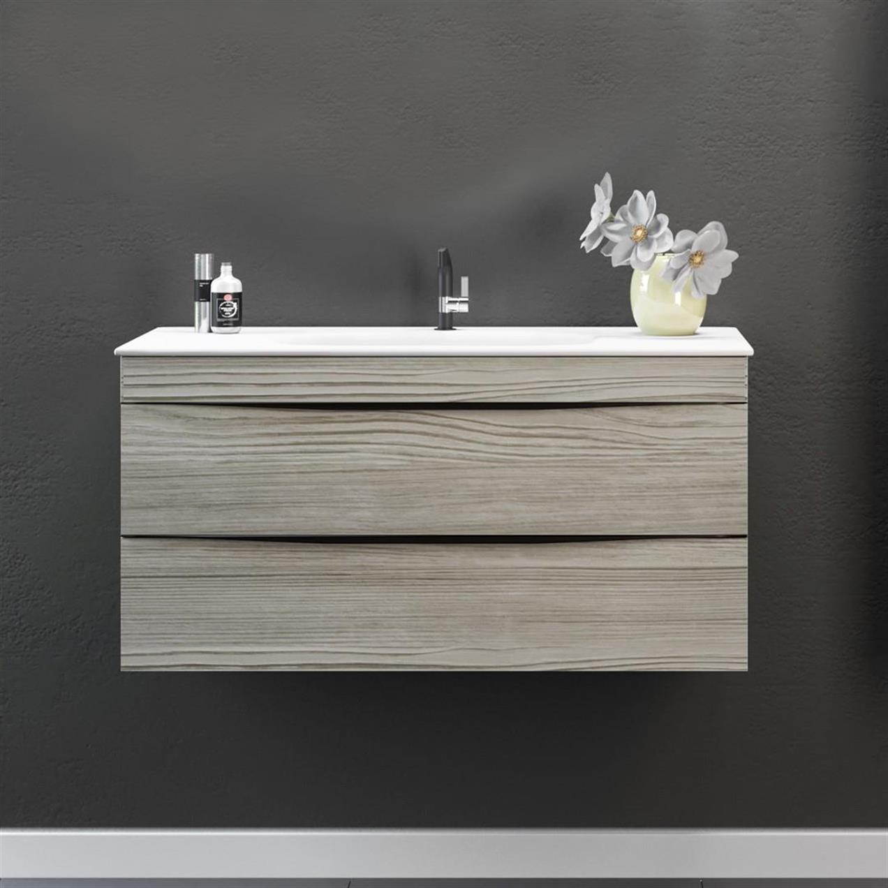 Orka Vento 100 cm MDF Dublin Banyo Dolabı Alt Modül ve Lavabo
