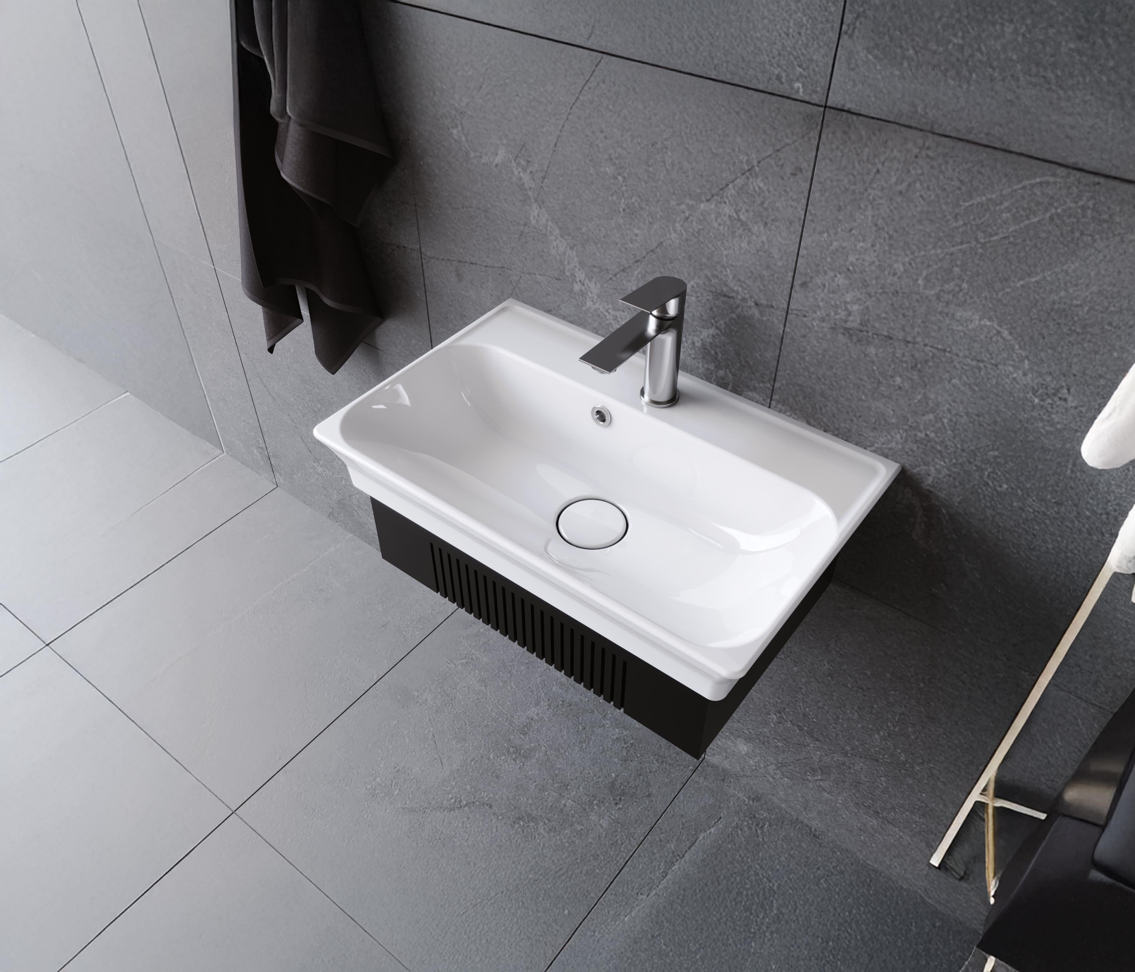 Turkuaz Cerastyle Blue Etajerli Lavabo 60*38 cm (Seramik Kapak Dahil)