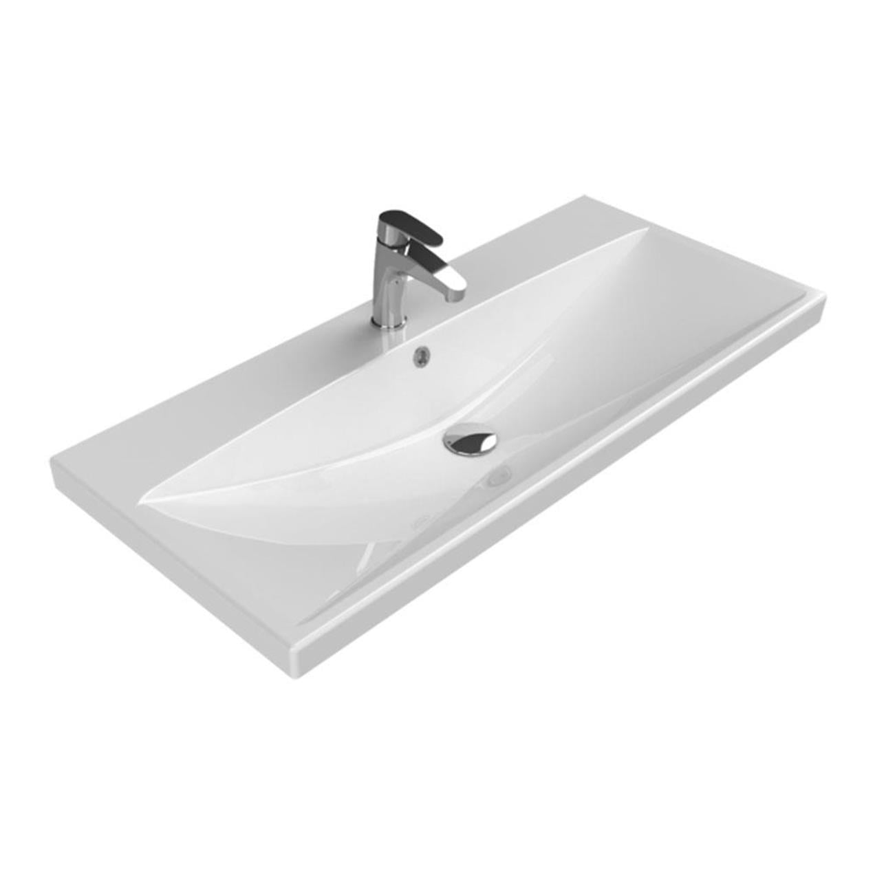 Turkuaz Cerastyle Elite Etajer Uyumlu Damlalıklı Lavabo 100*45 cm