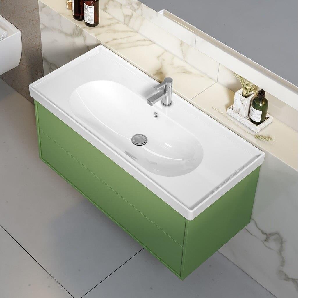 Turkuaz Ceratyle Arya Etajer Uyumlu Damlalıklı Lavabo 80*45 cm