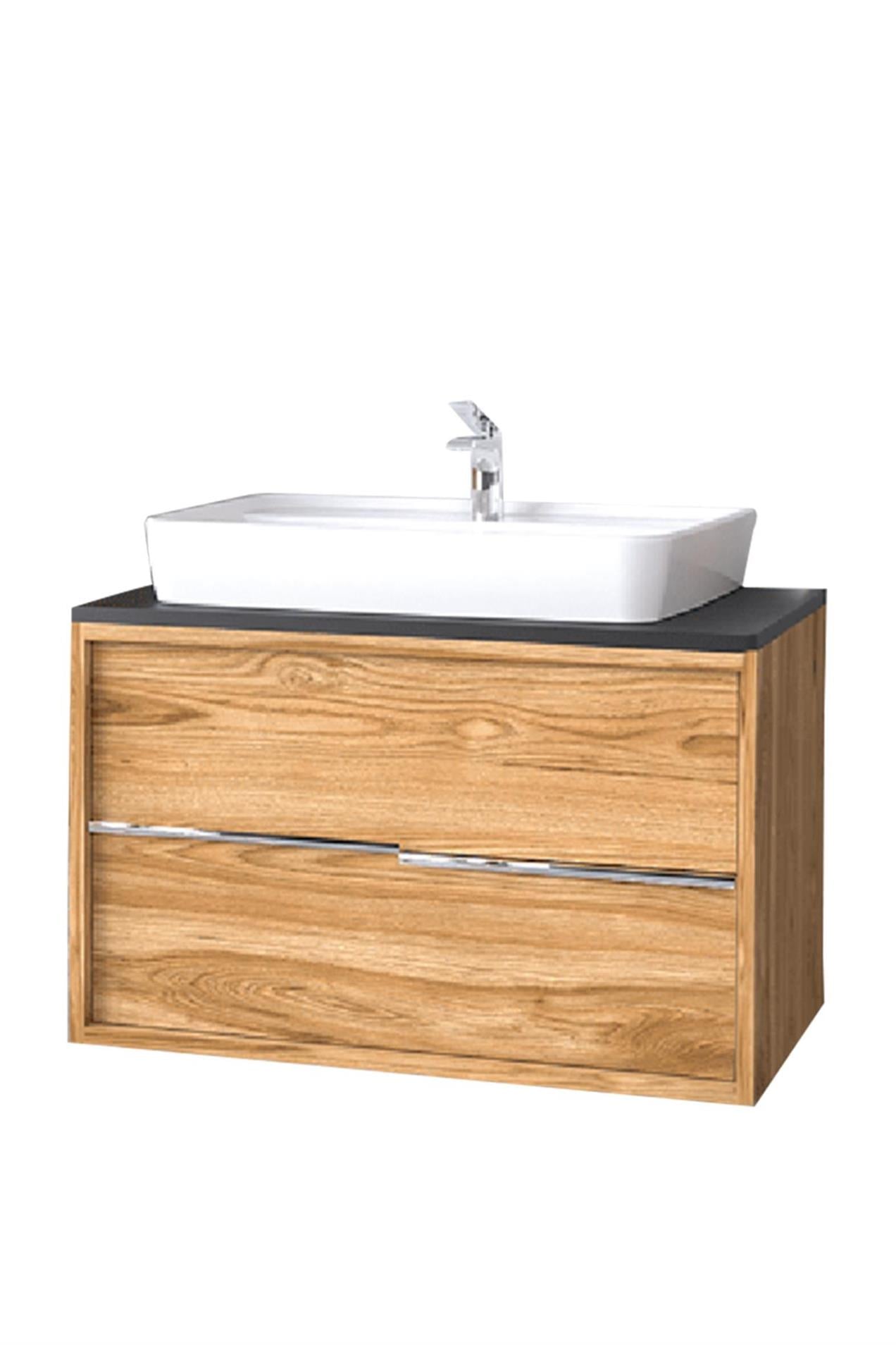 Turkuaz Duru Etajerli Lavabo 60*40cm - Matia 80 Alt Modül