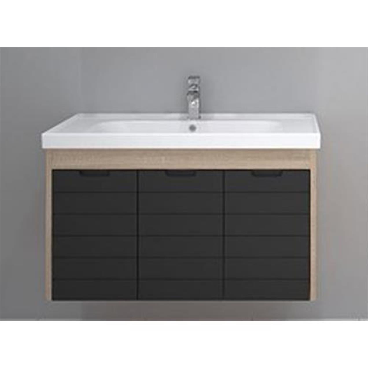 Turkuaz Frame Etajerli Lavabo 90*45cm-Mostar 90 Alt Modül -Siyah