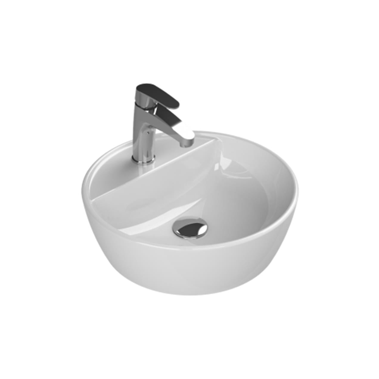 Turkuaz One Tezgah Üstü Çanak Lavabo 42 cm (Batarya Delikli)