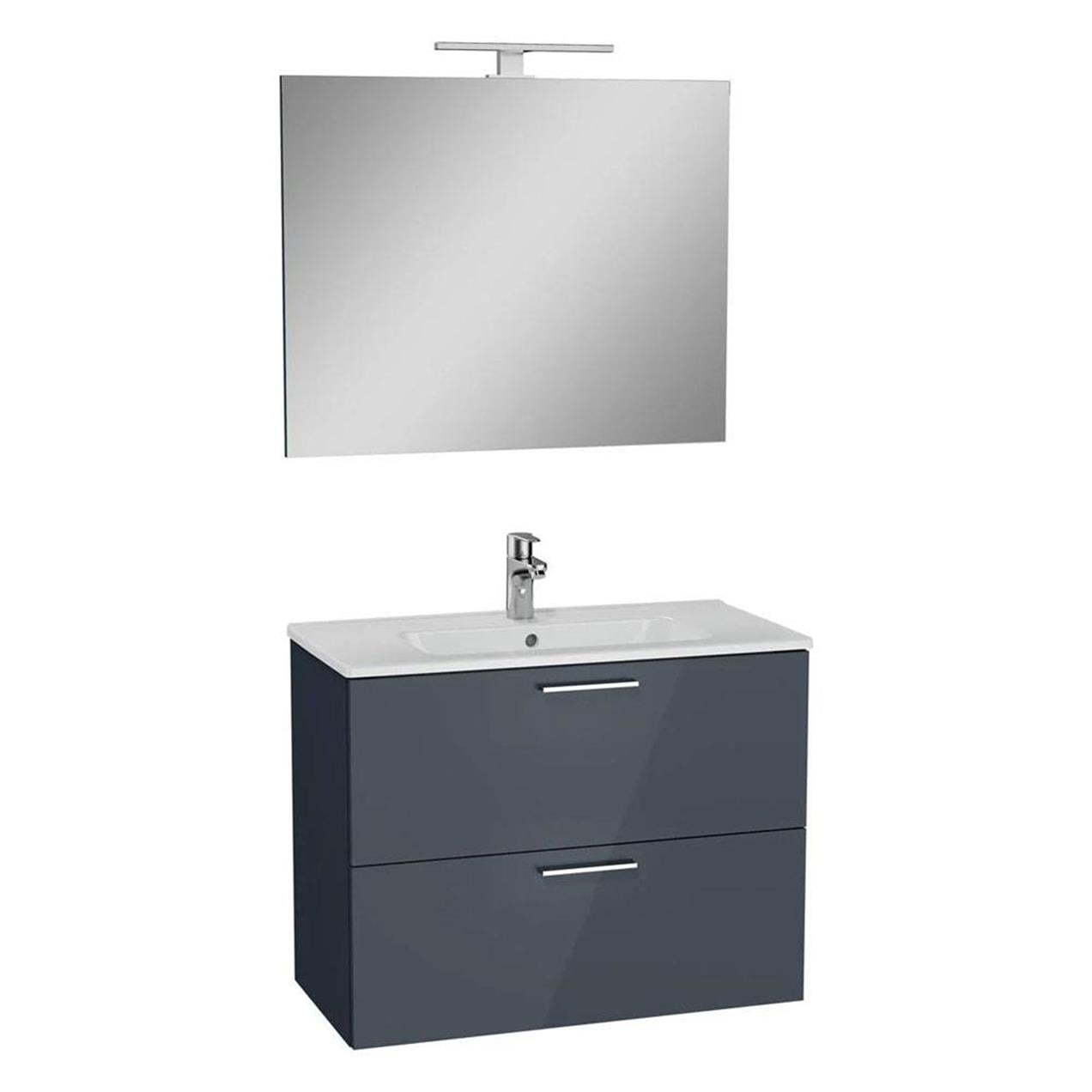 Vitra Mia 80 cm Antrasit Çekmeceli Banyo Dolabı Takımı 75100