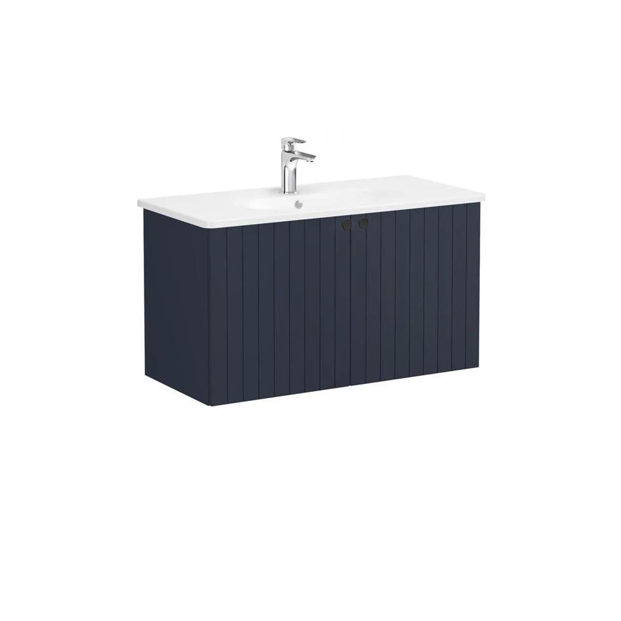 Vitra Root Groove 100 cm Lacivert Kapaklı Banyo Dolabı Alt Modül Lavabo