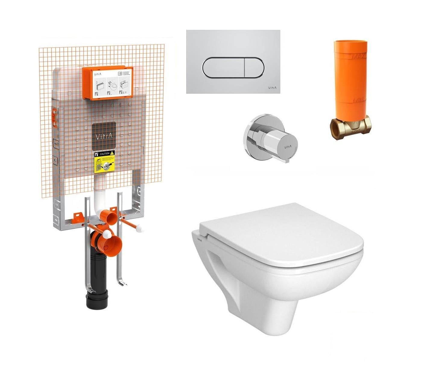 VitrA S20 Square Beyaz Kısa Asma Klozet ve Gömme Rezervuar Tam Set 800-2027