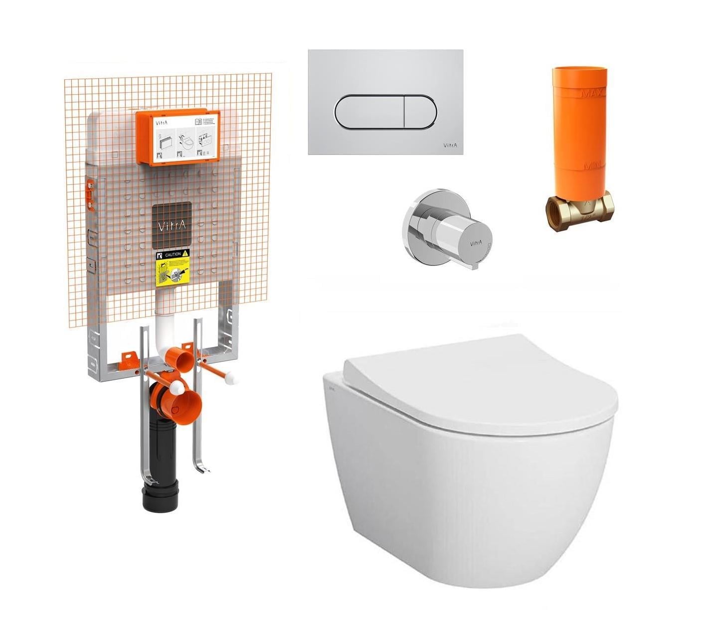 VitrA S60 Rim-ex SmoothFlush Beyaz Kanalsız Asma Klozet, Gömme Rezervuar Tam Set 800-2027