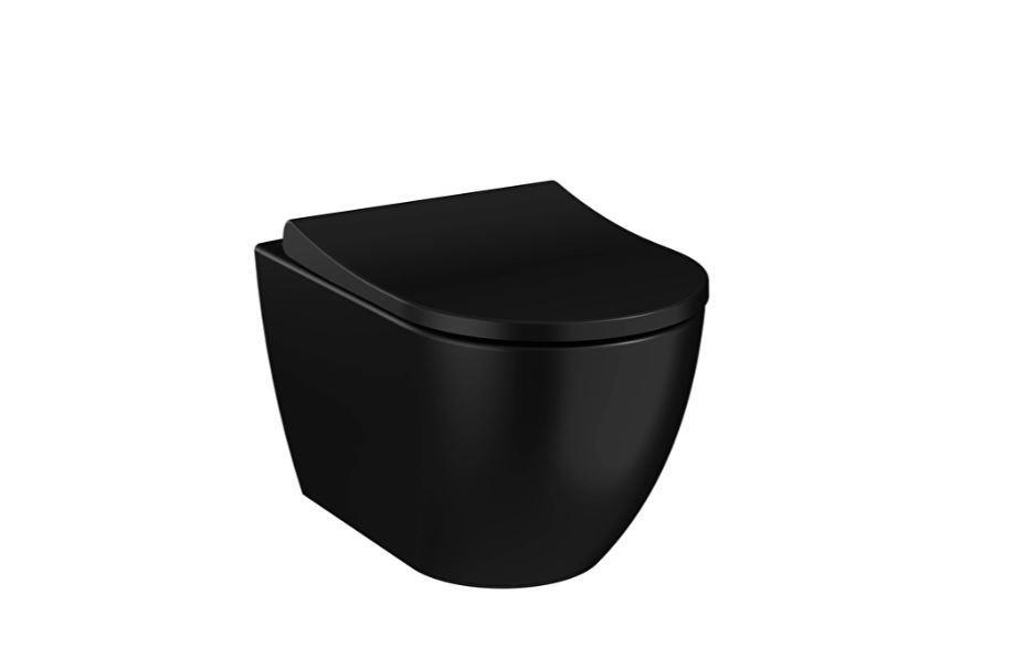 Vitra S60 SmoothFlush Mat Siyah Kanalsız Asma Klozet ve İntegra Yavaş Kapanır Kapak 7510B083-0090