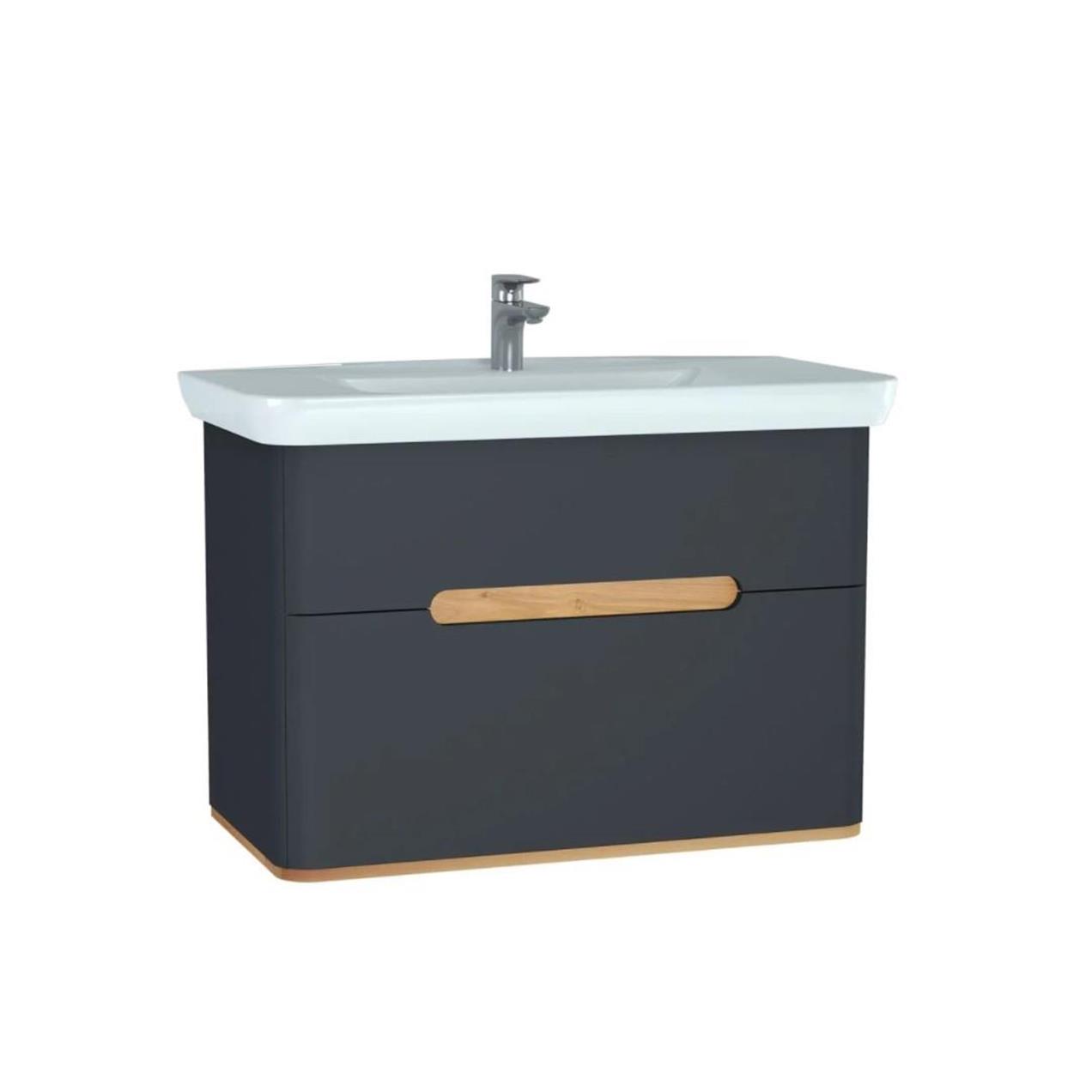 Vitra Sento 100cm Antrasit Banyo Dolabı Alt Modül ve Lavabo 60838