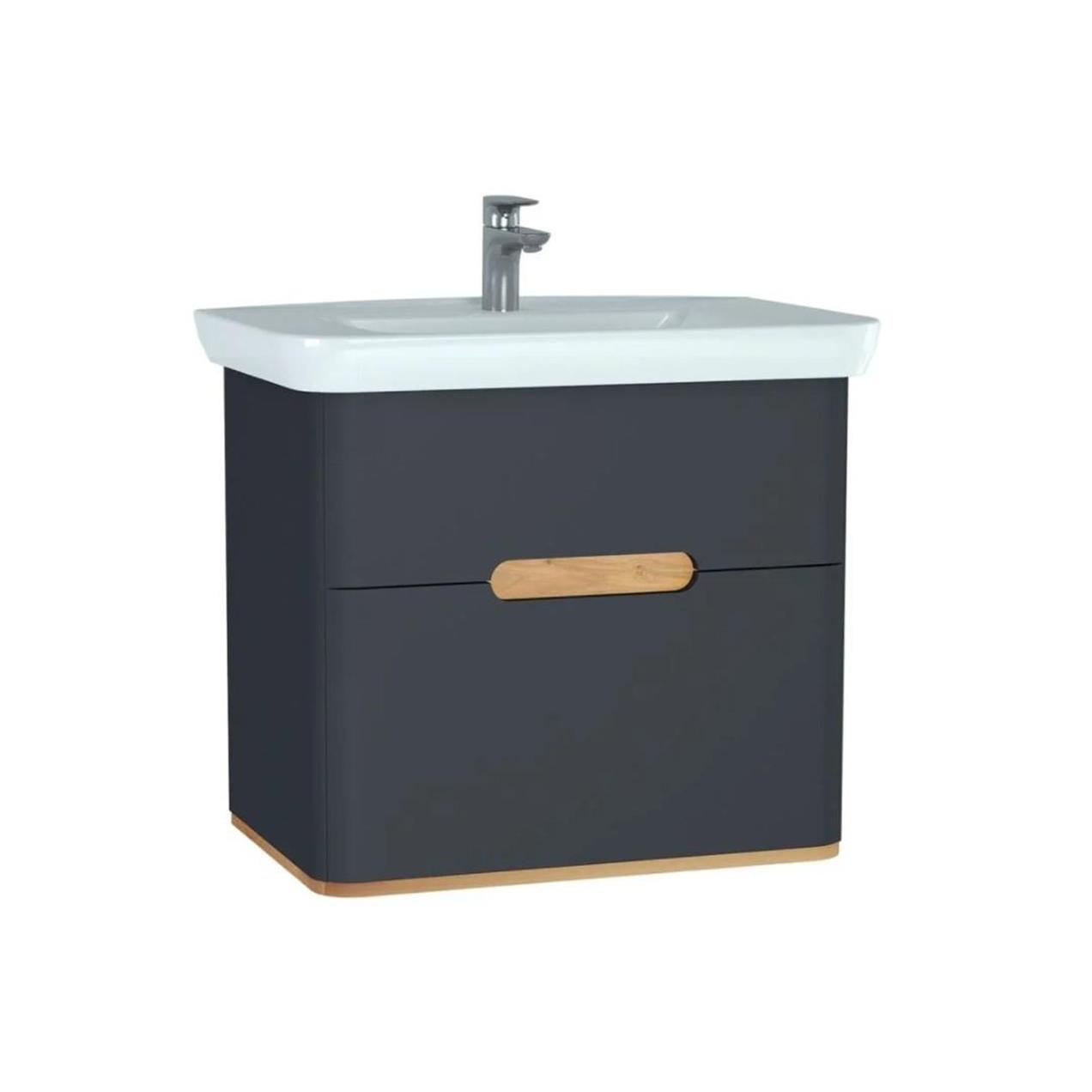 Vitra Sento 80 cm Antrasit Banyo Dolabı Alt Modül ve Lavabo 60836