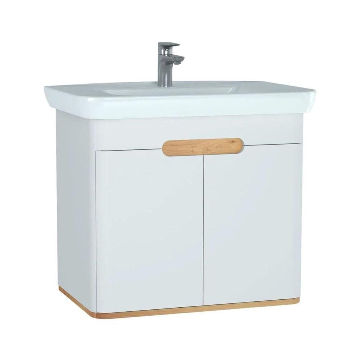 Vitra Sento 80 cm Mat Beyaz Kapaklı Banyo Dolabı Alt Modül Lavabo 60785