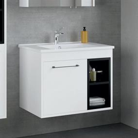 Denko Latte 65 cm MDF Beyaz Banyo Dolabı Alt Modül ve Lavabo