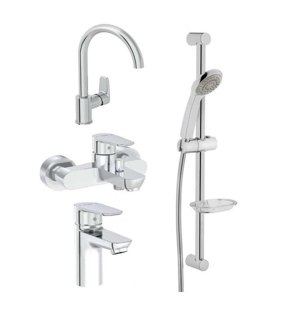 Artema Flow Soft Lavabo Eviye Banyo Batarya Artema Solo C Sürgülü Krom El Duşu Seti