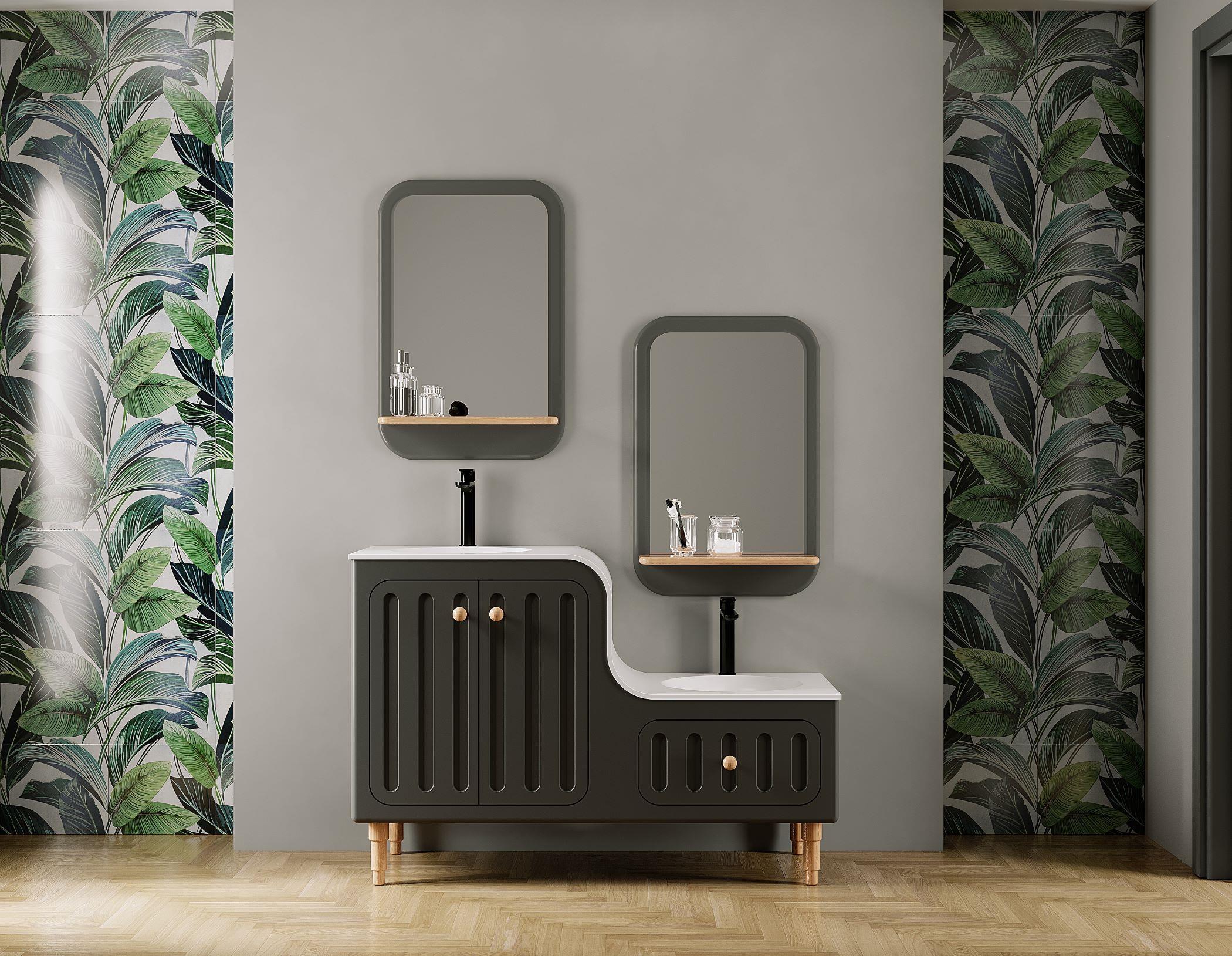 Denko Ada 120 cm (Antrasit) Banyo Dolabı Takımı