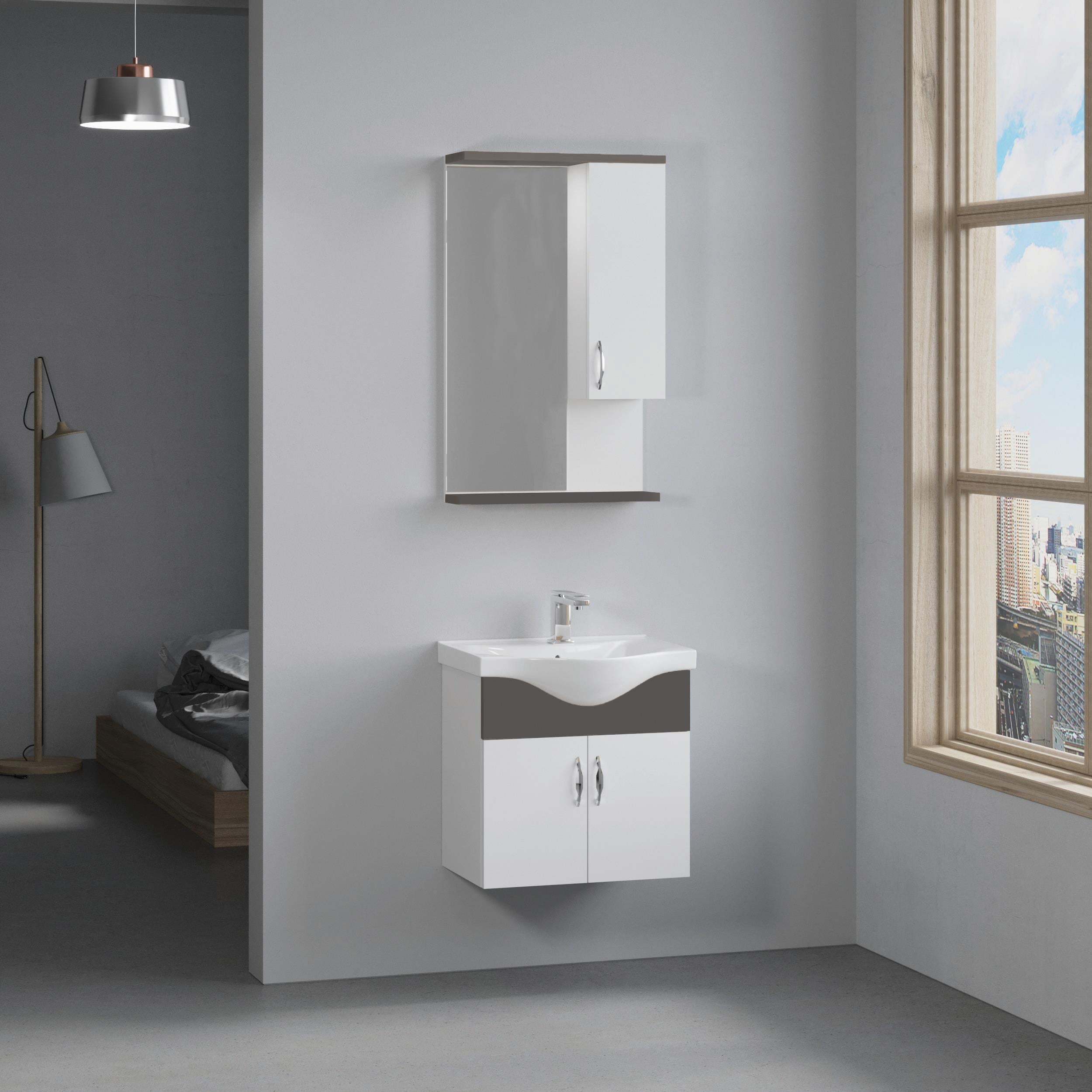 Denko Akyazı 55 cm MDF Siyah Banyo Dolabı Takımı
