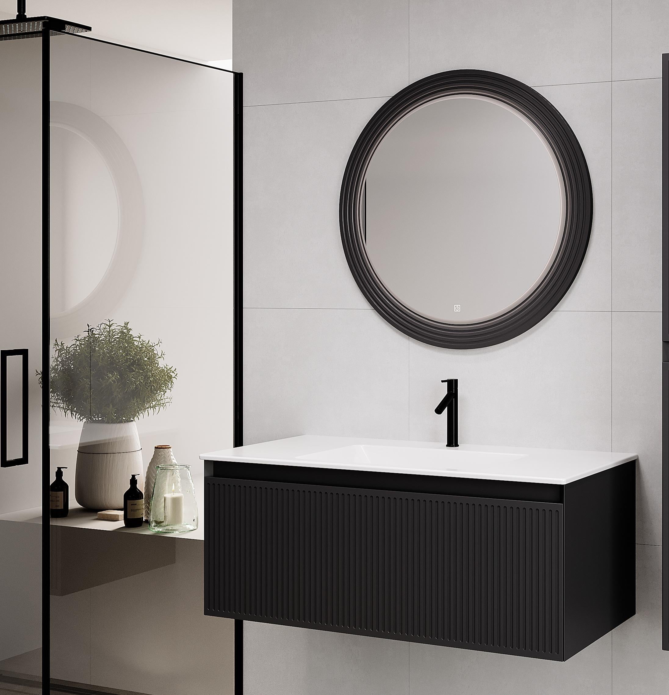 Denko Belgrad 101 cm (Antrasit) Banyo Dolabı Takımı