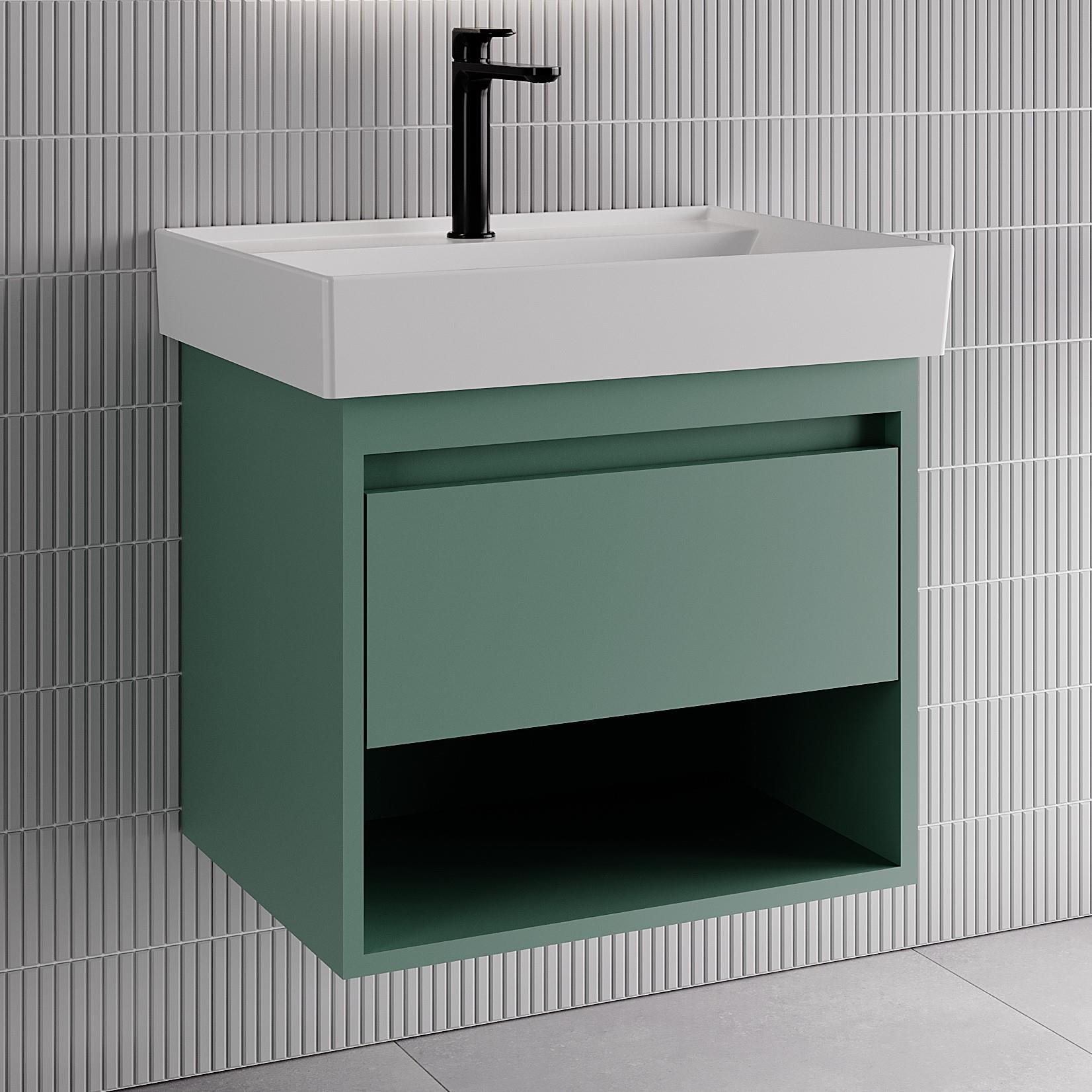 Denko Bingo 60 cm MDF Melisa Banyo Dolabı Alt Modül ve Seramik Lavabo