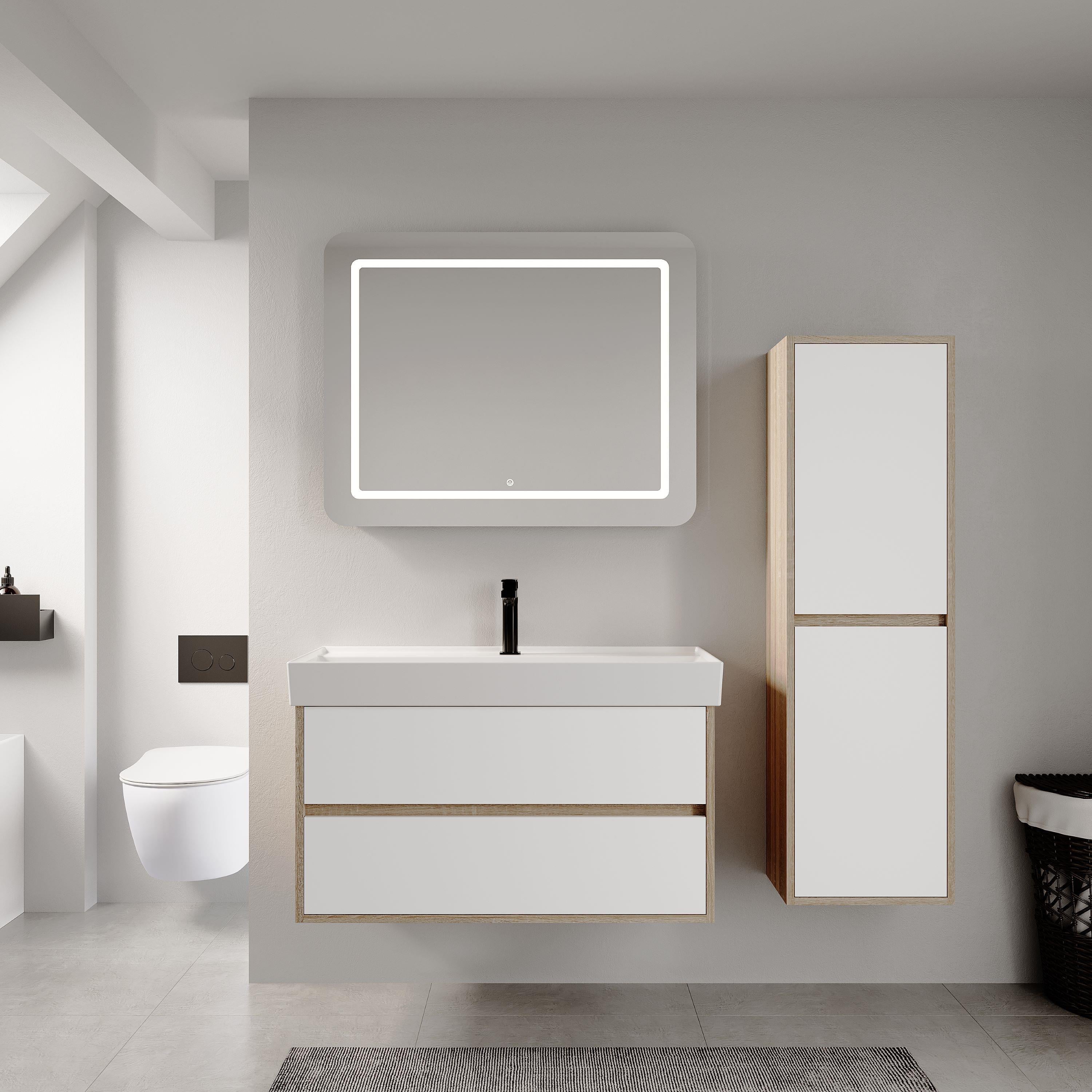 Denko Forever 100 cm (Beyaz) Banyo Dolabı Takımı ve Boy Dolabı