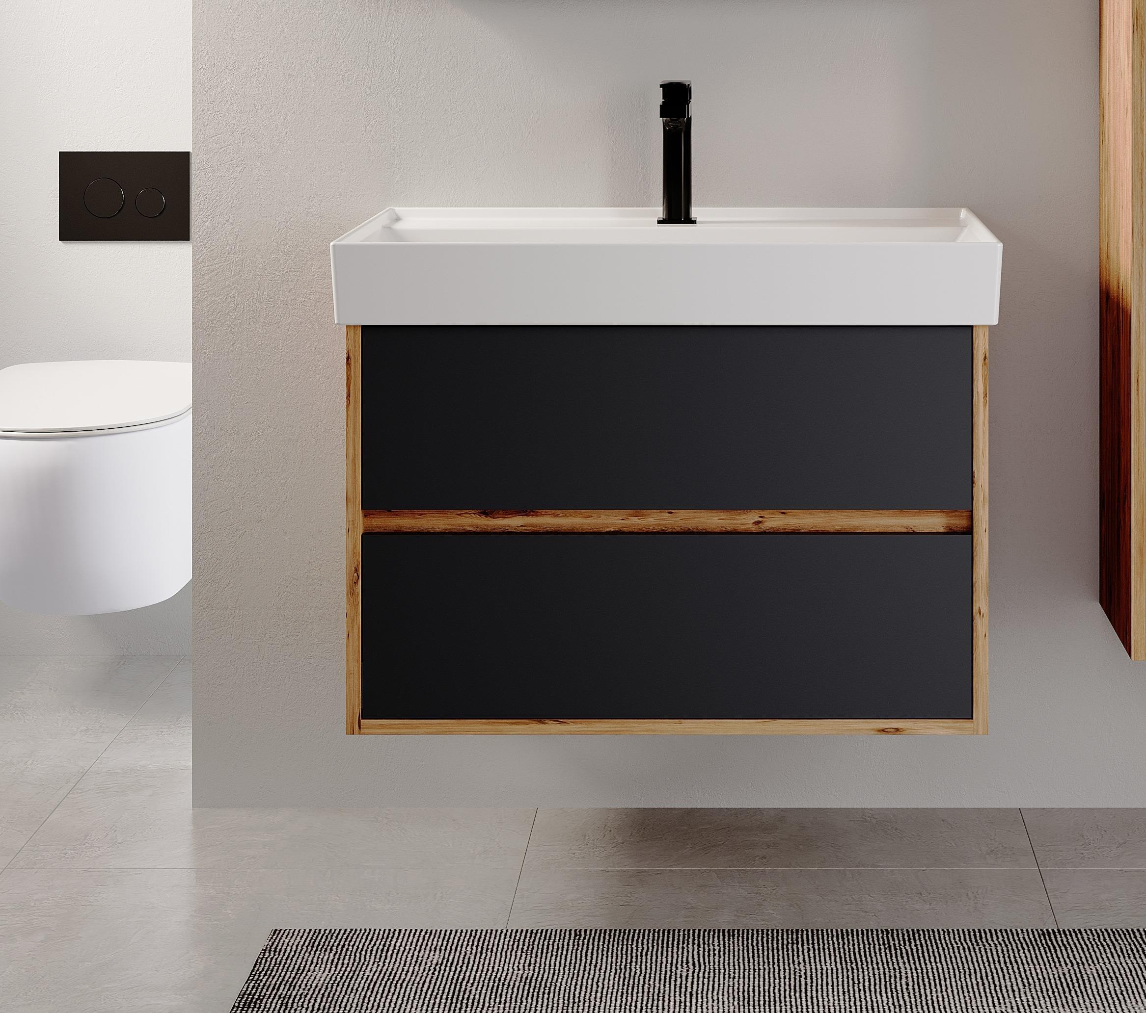Denko Forever 80 cm (Antrasit) Banyo Dolabı (Alt Modül Lavabo)