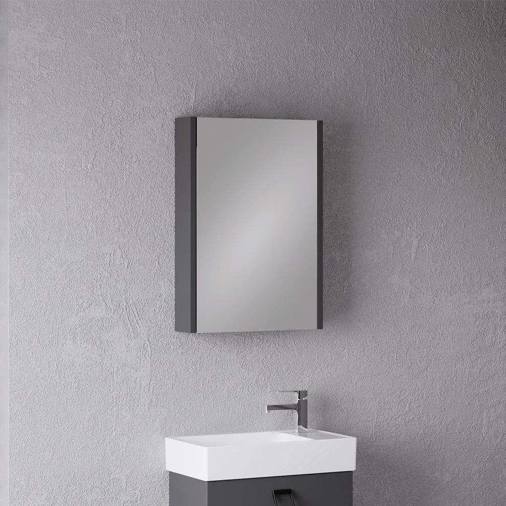 Denko Gloria 50 cm MDF Antrasit Gri Banyo Dolabı Aynalı Üst Modül