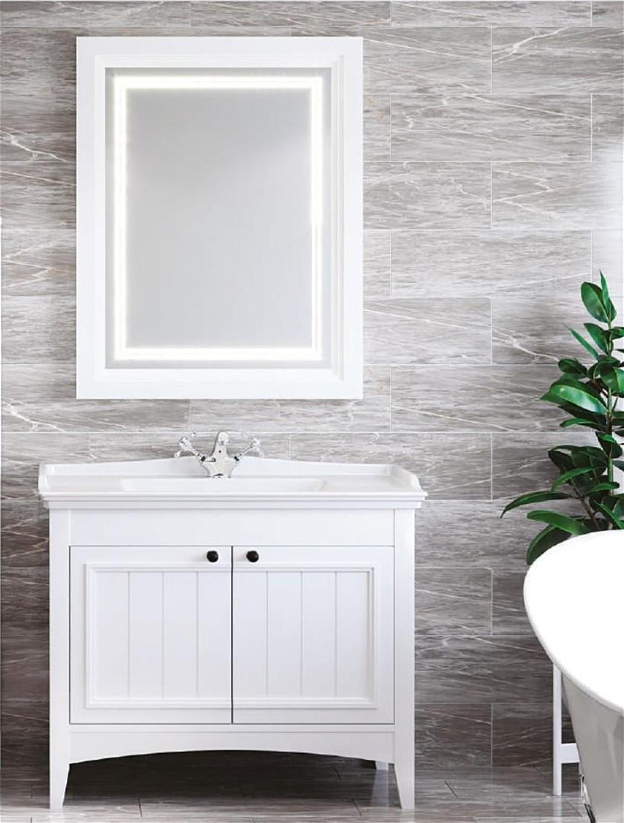 Denko Helena 100 cm MDF Beyaz Banyo Dolabı Takımı