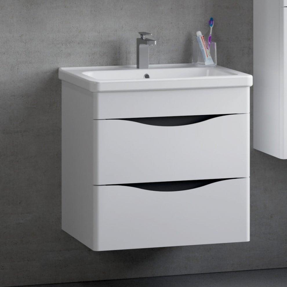 Denko İdea 60 cm MDF aBeyaz Banyo Dolabı Alt Modül ve Seramik Lavabo