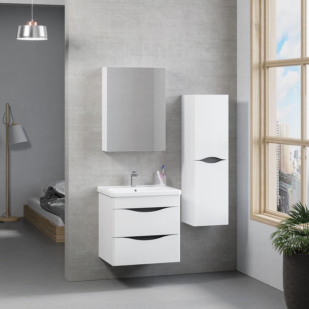 Denko İdea 60 cm MDF Beyaz Banyo Dolabı Takımı ve Boy Dolabı