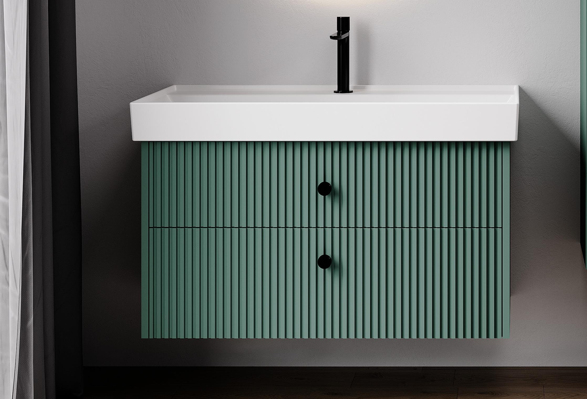 Denko Marsilya 100 cm (Beyoğlu Yeşil) Banyo Dolabı (Alt Modül Lavabo)